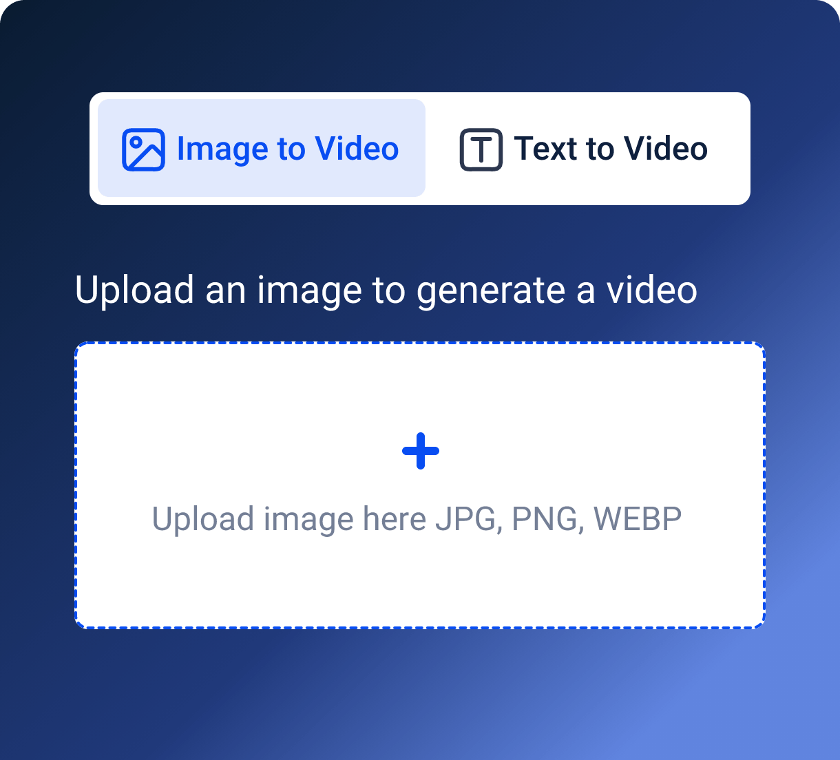 Carregue uma foto para gerar vídeo com IA