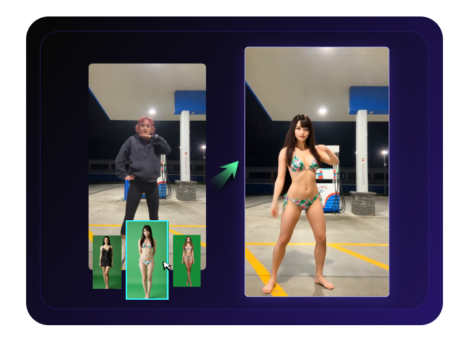 Gerador de Vídeo de Body Swap IA Sem Filtros